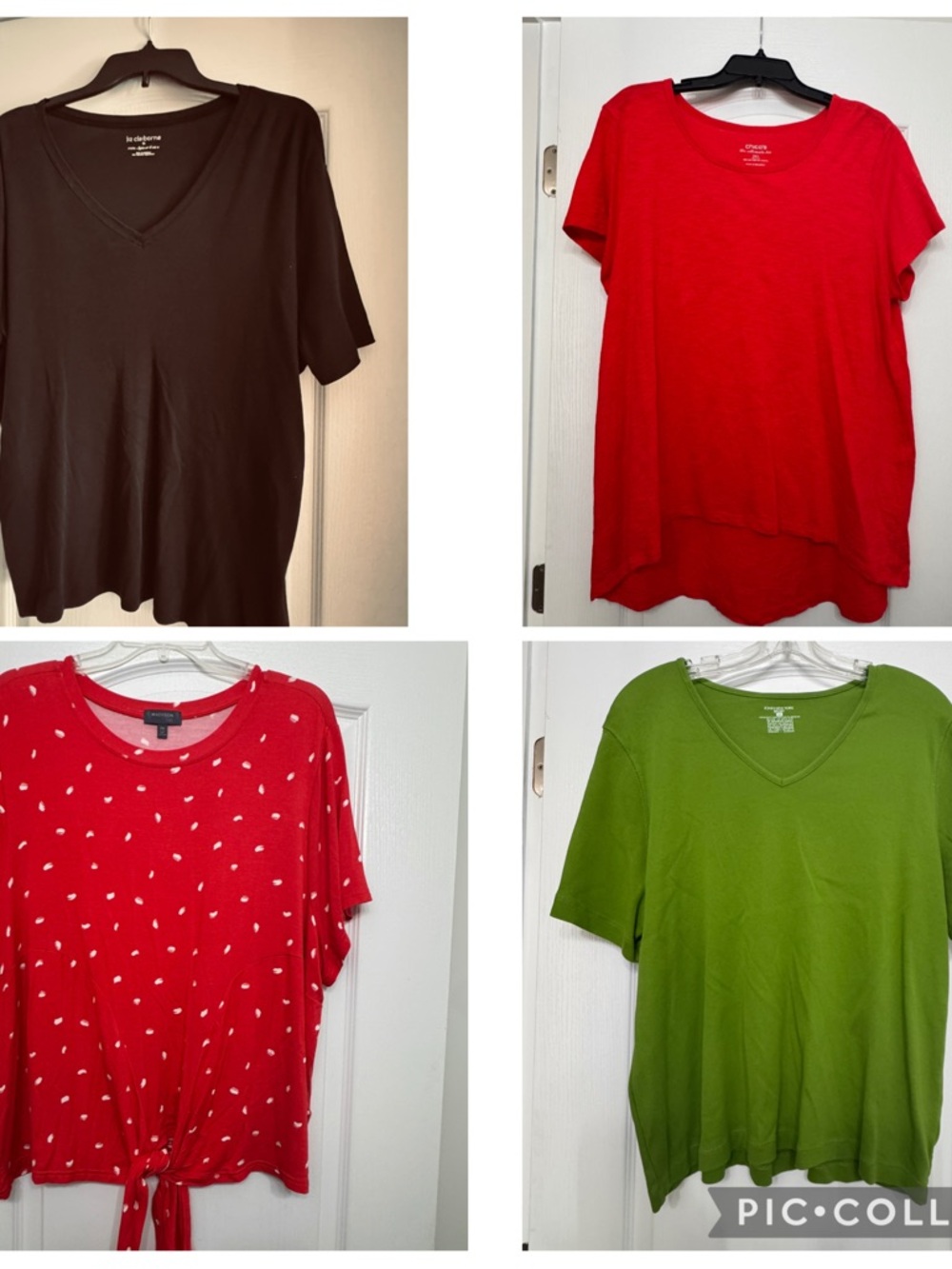 Collection of 5 Women’s Short Sleeve Tee - Black, Red, Green - Assorted Styles